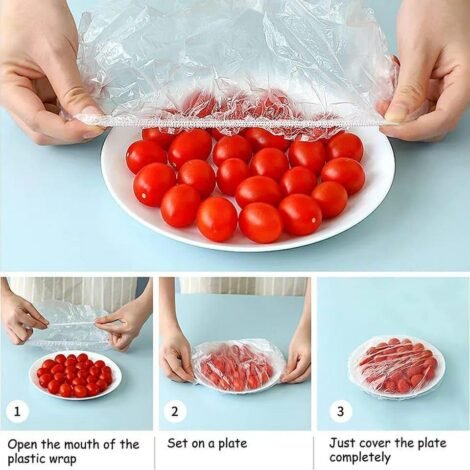 (100 pics) Universal Fit Plastic Covers for Kitchen Food Preservation